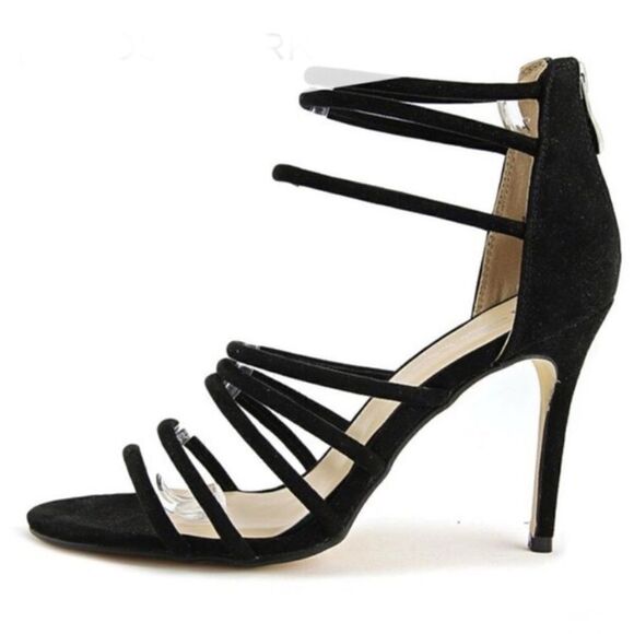 NWT in Box NICOLE MILLER Sz 8.5 Black Suede Strappy High Heel Sexy Classy Shoes - Picture 2 of 8